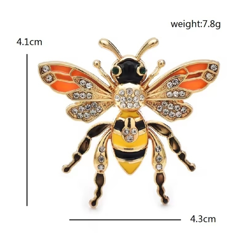 Gold and Orange Bee Brooch - Picture 6 of 7